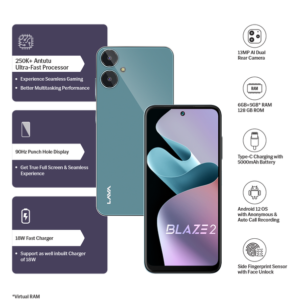 Blaze 2 by Lava - 6GB + 5GB* RAM at ₹8999 – Lava International